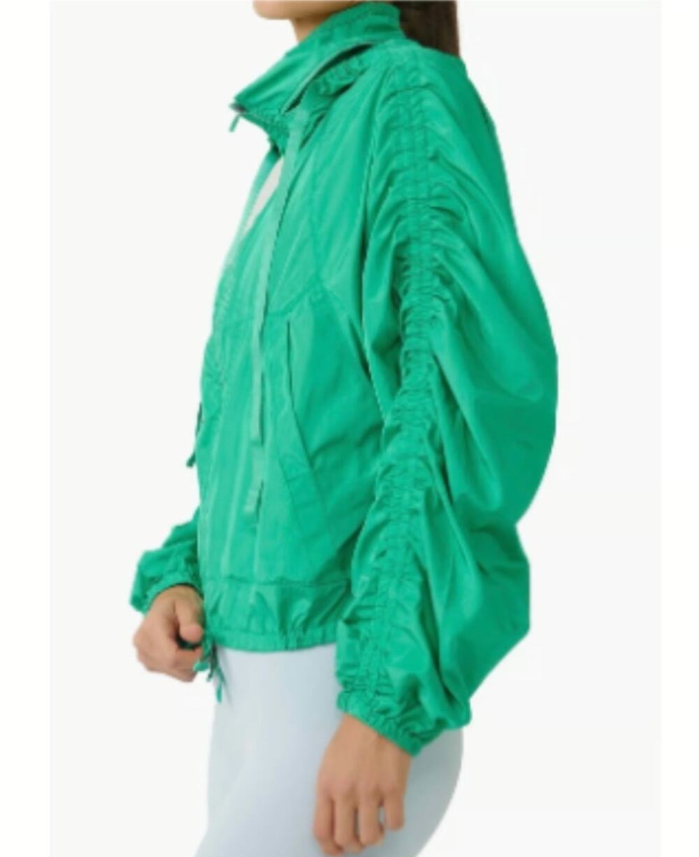 Free People FP Movement Way Home Packable Jacket Green Size LARGE Ruched Hood